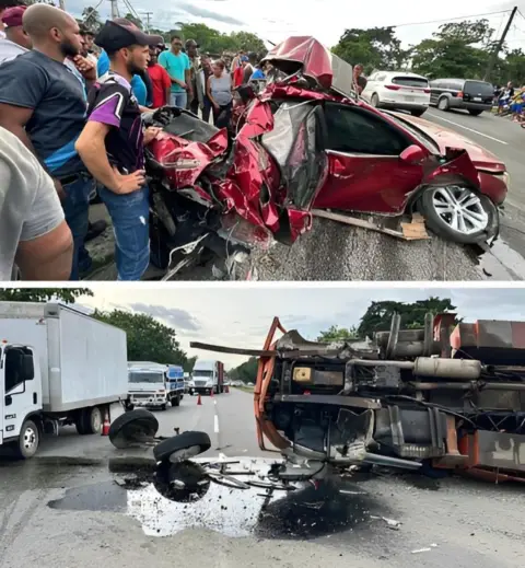En la autopista Duarte, a la altura de La Vega