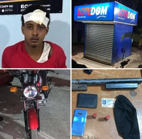 PN APRESA A UN HOMBRE Y OCUPA ARMA DE FUEGO CASERA Y MOTOCICLETA TRAS ATRACO EN FANTINO
